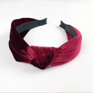 Velvet Knotted Headband - Ruby